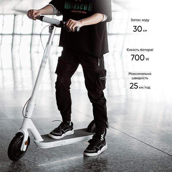Електросамокат OKAI ES10-NEON Lite White 9", 300(600)W, 7.8Ah, 30km, 25km\h, 20%, NFC, App, 15kg (ES10-W) KOS-23364 фото