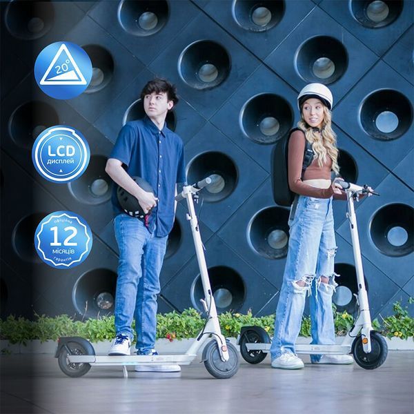 Електросамокат OKAI ES10-NEON Lite White 9", 300(600)W, 7.8Ah, 30km, 25km\h, 20%, NFC, App, 15kg (ES10-W) KOS-23364 фото