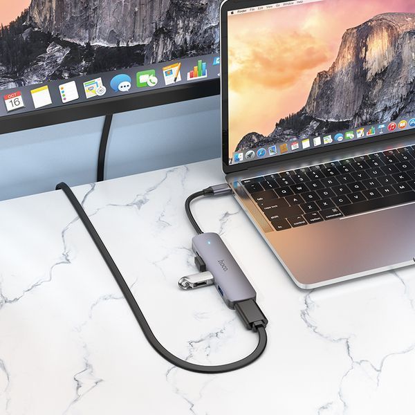 USB-хаб HOCO Type-C multi-function.. ) Metal Gray ( ) KOS-2714 фото