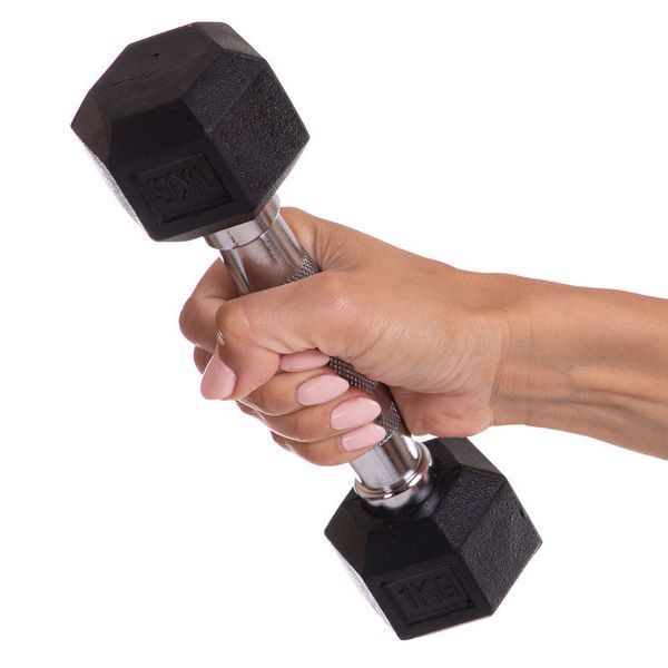 Гантелі шестигранні Rubber Hexagon Dumbbell. Ціна за 1 кг RNS-5441 фото
