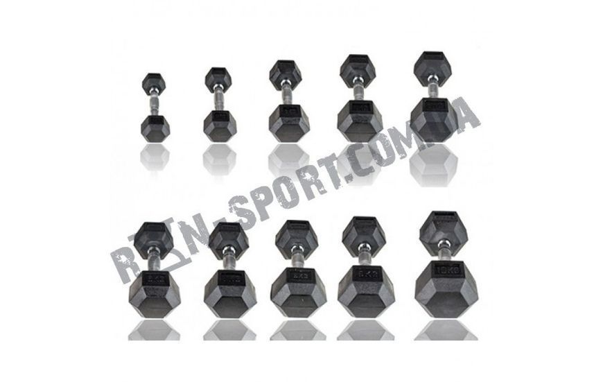 Гантелі шестигранні Rubber Hexagon Dumbbell. Ціна за 1 кг RNS-5441 фото