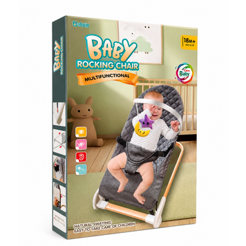 Дитячий шезлонг-гойдалка Baby Rocking Chair Multifunctional з дугою та підвісними іграшка7301 (8 шт) AXM-291177716535 фото