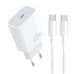 Мережевий зарядний пристрій з кабелем WUW-T108 PD 40W charger with C-C cable (6978749570358) KOS-37730 фото 1