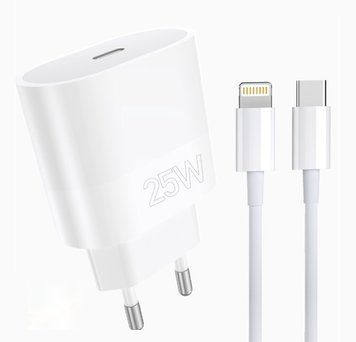 Мережевий зарядний пристрій з кабелем WUW-T86L PD 25W fast charger + USB C to lighting set (6972573338207) KOS-37731 фото