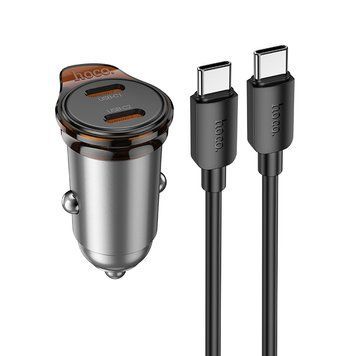 Автомобільний зарядний пристрій HOCO NZ16B Rigorous PD45W(2C) car charger set(C to C) metal grey (6942007644792) KOS-36712 фото