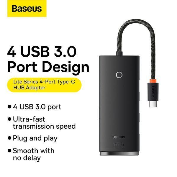 USB-хаб Baseus Lite Series Type-C HUB Adapter (Type-C to USB. ) Black ( ) KOS-2740 фото