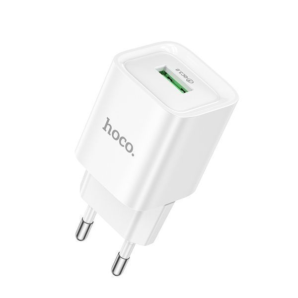 Мережевий зарядний пристрій HOCO C145A Charm single port QC3.0 charger (EU) White (6942007630214) KOS-25107 фото