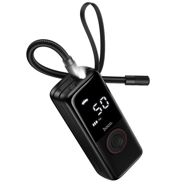 Автомобільний насос HOCO ZP18 Enlighten portable smart air pump Black (6942007673303) KOS-36718 фото