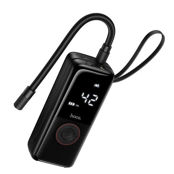 Автомобільний насос HOCO ZP18 Enlighten portable smart air pump Black (6942007673303) KOS-36718 фото