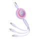 Кабель Baseus Bright Mirror Series Retractable Fast Charging Data Cable USB to M+L+C. Purple ( ) KOS-10383 фото 3