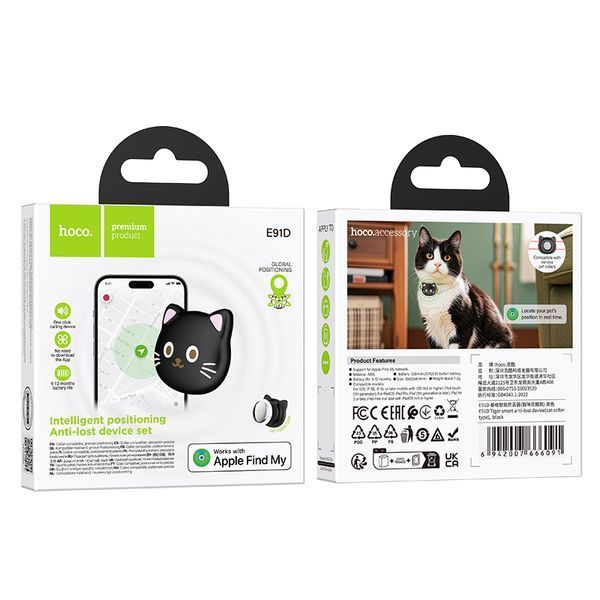 Трекер HOCO Tiger smart anti-lost device(cat collar type) Black ( ) KOS-35356 фото
