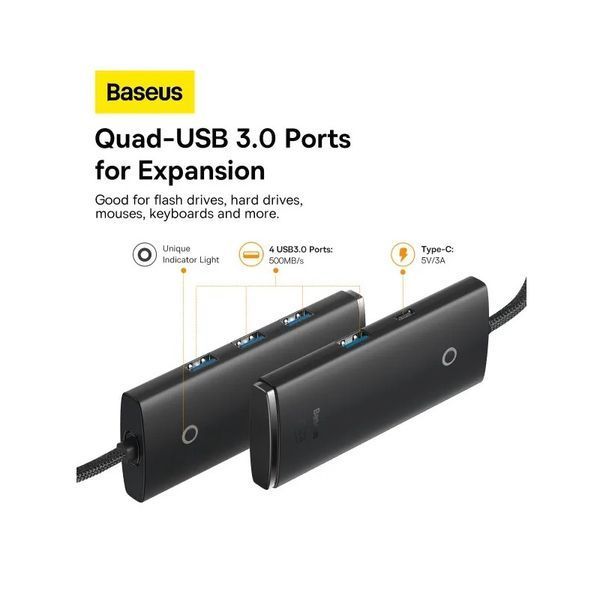 USB-хаб Baseus Lite Series Type-C HUB Adapter (Type-C to USB. ) Black ( ) KOS-3254 фото