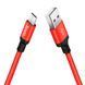 Кабель HOCO X14 USB to Micro 2,4A, 1m, nylon, aluminum connectors Black-red (6957531062851) KOS-5753 фото 4
