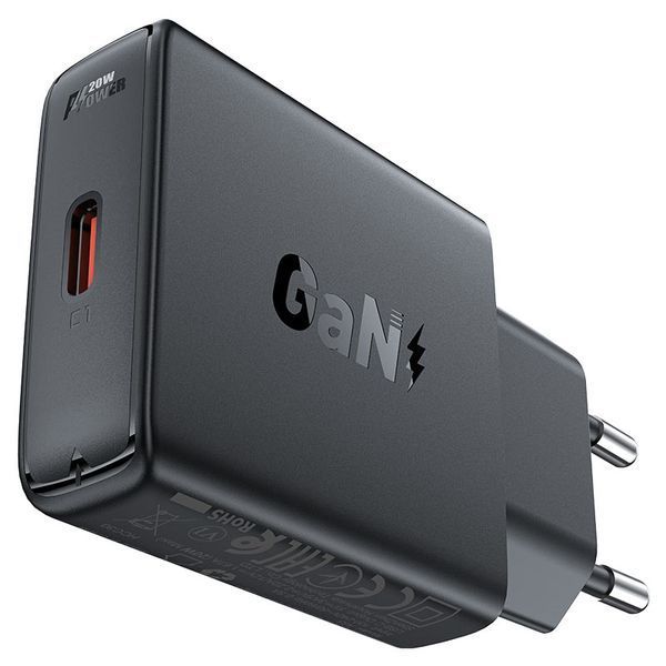 Мережевий зарядний пристрій ACEFAST GaN single USB-C ultra-thin charger Black ( ) KOS-6504 фото