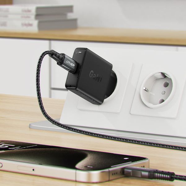 Мережевий зарядний пристрій ACEFAST GaN single USB-C ultra-thin charger Black ( ) KOS-6504 фото