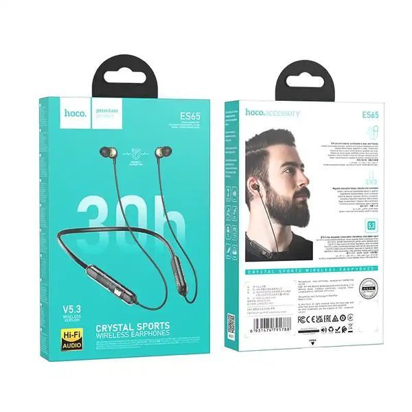Бездротові спортивні навушники HOCO ES65 Dream sports BT earphones Black (6931474791788) KOS-25902 фото