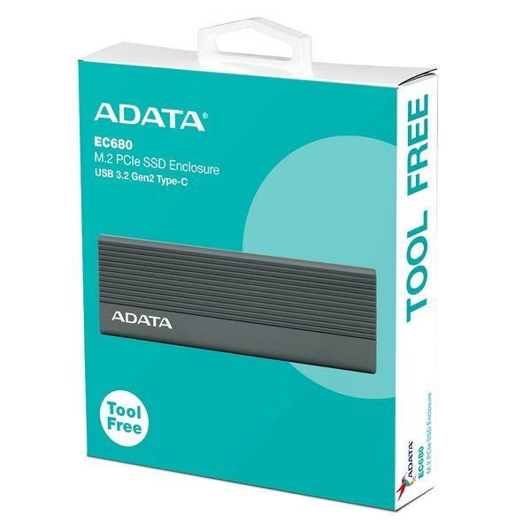 Зовнішня кишеня для накопичувача A-DATA EC680 для SSD M.2 PCIe USB3.2 Gen2 Type-C Gray (EC680-CCGY) KOS-35908 фото