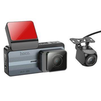 Відеореєстратор HOCO DV12 driving recorder 2K display GPS(with rear camera) Silvery Gray (6942007640176) KOS-7568 фото