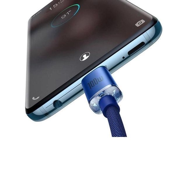 Кабель Baseus Crystal Shine Series Fast Charging Data Cable Type-C to Type-C 100W 1.2m Blue (CAJY000603) KOS-10821 фото