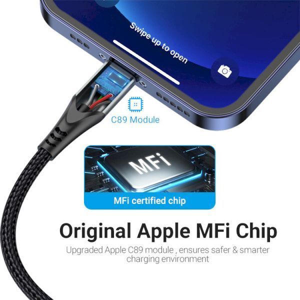 Кабель Vention USB 2.0 A to Lightning Cable 1M Gray Aluminum Alloy Type (LABHF) (LABHF) KOS-850 фото