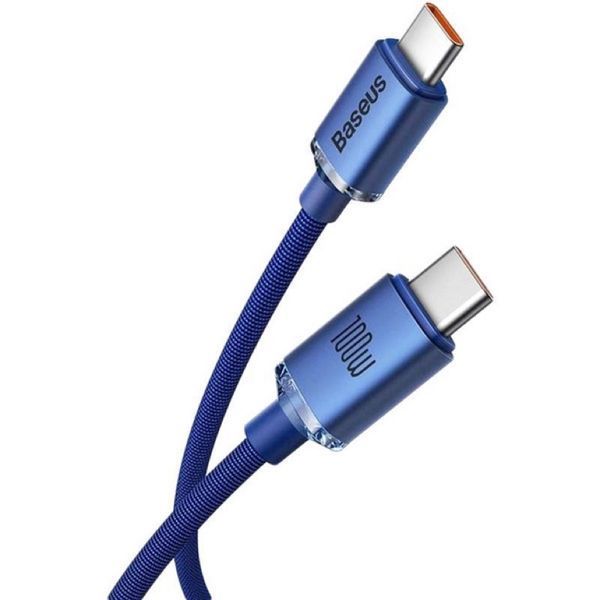 Кабель Baseus Crystal Shine Series Fast Charging Data Cable Type-C to Type-C 100W 1.2m Blue (CAJY000603) KOS-10821 фото