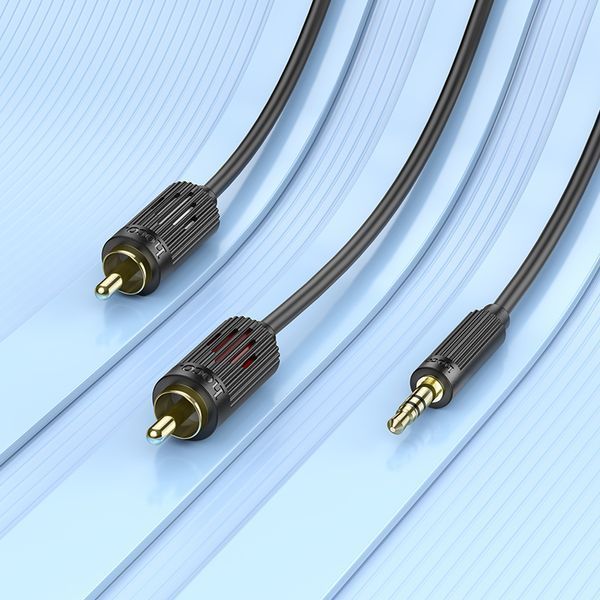 Аудiокабель HOCO UPA28 3.5mm male to double lotus RCA, 1,5m, Black (6942007607759) KOS-25971 фото