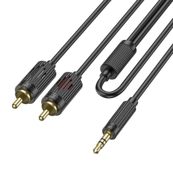 Аудiокабель HOCO UPA28 3.5mm male to double lotus RCA, 1,5m, Black (6942007607759) KOS-25971 фото