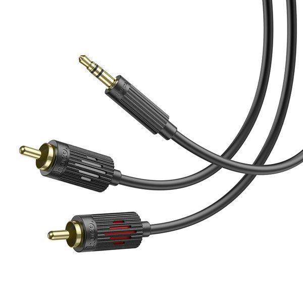 Аудiокабель HOCO UPA28 3.5mm male to double lotus RCA, 1,5m, Black (6942007607759) KOS-25971 фото