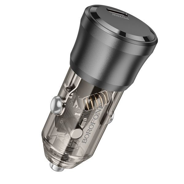 Автомобільний зарядний пристрій BOROFONE Clever single port car charger Transparent Black ( ) KOS-3825 фото