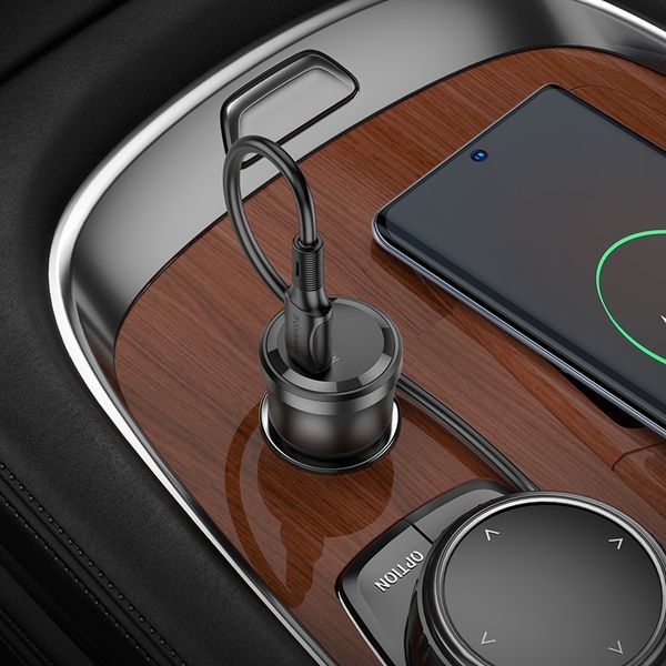 Автомобільний зарядний пристрій BOROFONE Clever single port car charger Transparent Black ( ) KOS-3825 фото