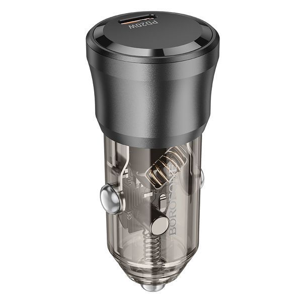 Автомобільний зарядний пристрій BOROFONE Clever single port car charger Transparent Black ( ) KOS-3825 фото