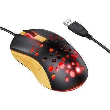 Маніпулятор миша HOCO GM51 Sky luminous gaming wired mouse black＆yellow (6942007675253) KOS-38110 фото