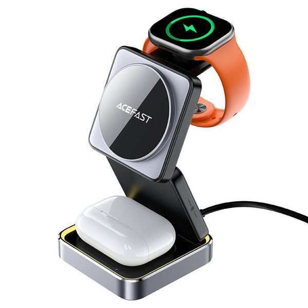 Бездротовий зарядний пристрій ACEFAST E20 desktop 3-in-1 wireless charging holder Black (6974316283478) KOS-15570 фото
