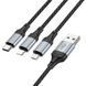 Кабель HOCO X102 Fresh 3-in-1 charging data cable (iP+Micro+Type-C) Black (6942007608794) KOS-20767 фото 1