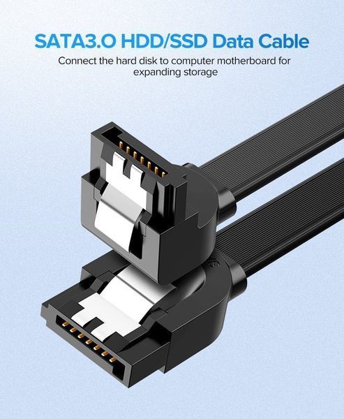 Кабель UGREEN US217 Angled SATA 3 Data Cable 0.5m (Black)(UGR-30797) (UGR-30797) KOS-10596 фото