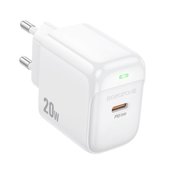Мережевий зарядний пристрій BOROFONE BAS43A Potential single-port PD20W charger(EU) White (6941991113819) KOS-18829 фото