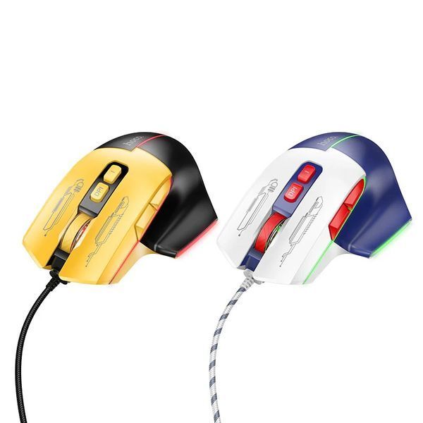 Миша HOCO GM31 Overlord luminous gaming wired mouse Black Yellow (6942007629201) KOS-23338 фото
