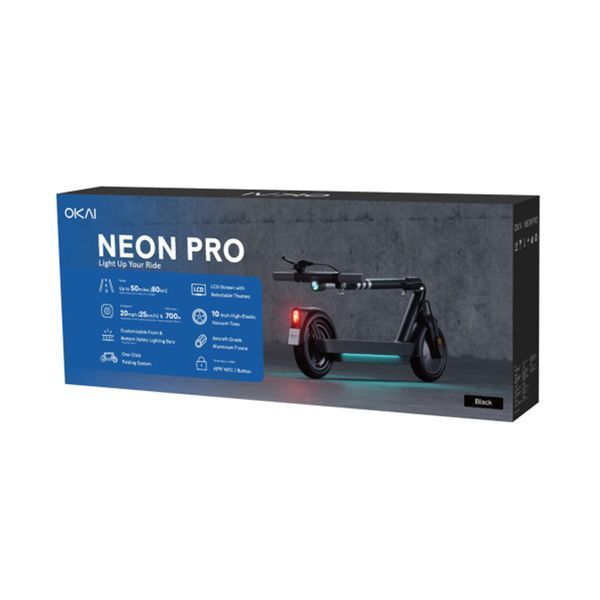 Електросамокат OKAI ES30-NEON PRO Black 10", 350(700)W, 14.7Ah, 80km, 25km\h, 25%, NFC, App, 21kg (ES30-B) KOS-8712 фото