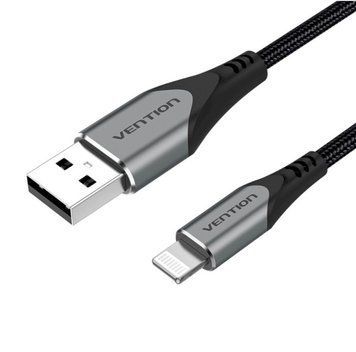 Кабель Vention USB 2.0 A to Lightning Cable 2M Gray Aluminum Alloy Type (LABHH) (LABHH) KOS-851 фото