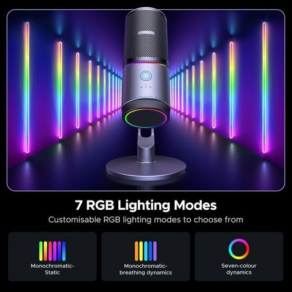 Мікрофон настільний UGREEN CM769 Desktop RGB 24-bit 96kHz ANS (USB-A) Вark Пray (UGR-35629) KOS-32392 фото