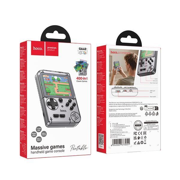 Портативна ігрова консоль HOCO GA40 250 mAh Brilliant vertical screen handheld game console Gray (6942007673051) KOS-36417 фото
