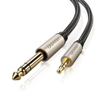Аудіокабель UGREEN AV127 3.5mm to 6.35mm TRS Stereo Audio Cable 1m Gray (UGR-10625) KOS-34491 фото