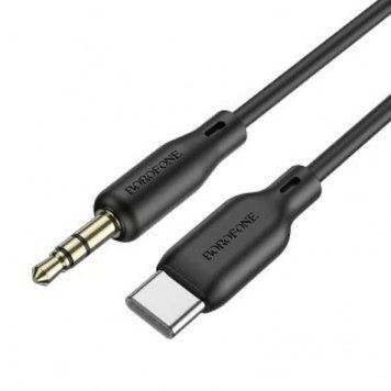 Аудіокабель BOROFONE BL18 Type-C to 3.5mm male, silicone, 1m, Black (6941991101069) KOS-10190 фото