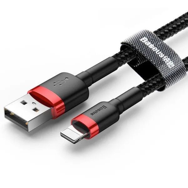 Кабель Baseus Cafule Cable USB For Lightning 1.5A 2m Red+Black (CALKLF-C19) KOS-9263 фото