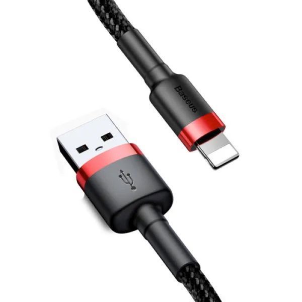Кабель Baseus Cafule Cable USB For Lightning 1.5A 2m Red+Black (CALKLF-C19) KOS-9263 фото
