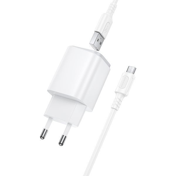 Мережевий зарядний пристрій з кабелем BOROFONE BAS82A Star single port QC3.0 charger set (Micro) (EU) White (6941991126734) KOS-37261 фото