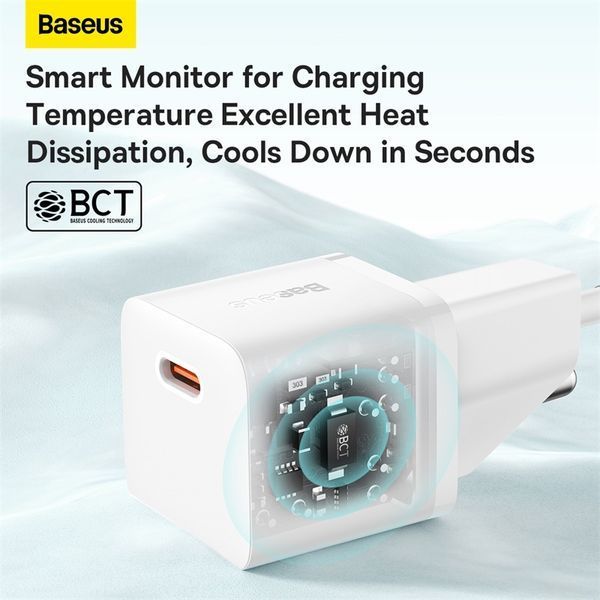 Мережевий зарядний пристрій Baseus GaN5 Fast Charger(mini) 1C 20W EU White (CCGN050102) KOS-6103 фото
