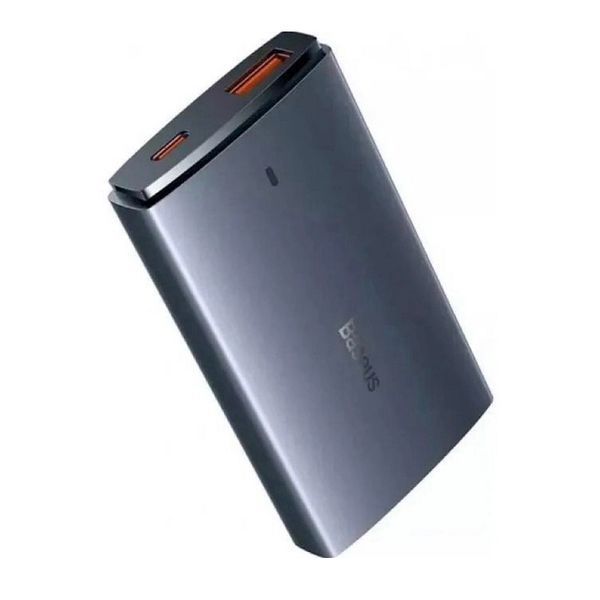 Мережевий зарядний пристрій з кабелем Baseus GaN5 Pro Ultra-Slim Fast Charger C+U 65W Gray((With Mini White Cable C to C 100W(20V/5A) 1m Black) (CCGP150113) KOS-844 фото