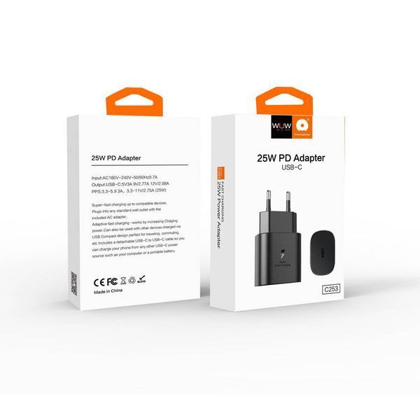 Мережевий зарядний пристрій WUW C253 PD 25W Charger (6972573338672) KOS-37707 фото