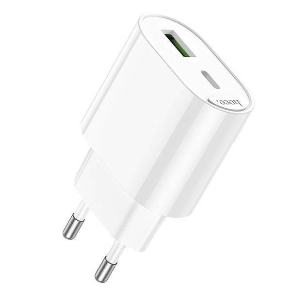 Мережевий зарядний пристрій HOCO C109A(PD20W+QC3.0) Fighter PD20W+QC3.0 charger White (6942007656719) KOS-32978 фото